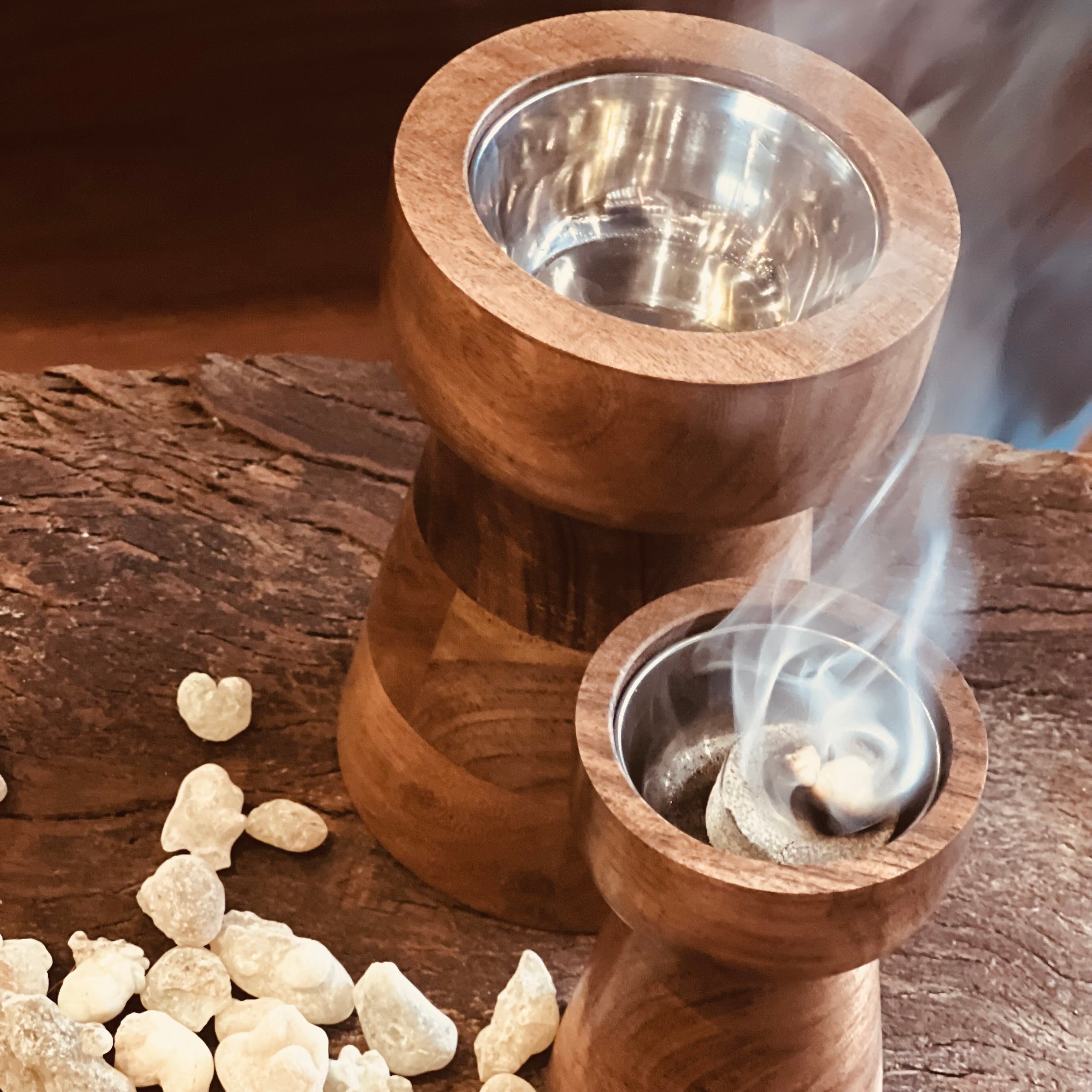 Beautiful Acacia Wood Charccoal Burner