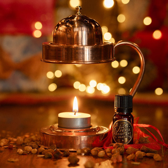JOY & PEACE Christmas Essential Oil Blend with Deluxe Copper Artisan Candle Burner
