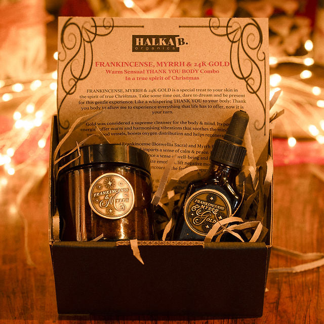 Frankincense, Myrrh & 24K GOLD Warm Sensual THANK YOU BODY Combo A gift in the true spirit of Christmas