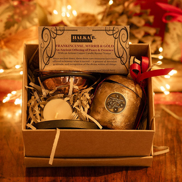 Frankincense, Myrrh & GOLD with 100% Copper VENUS Candle Burner