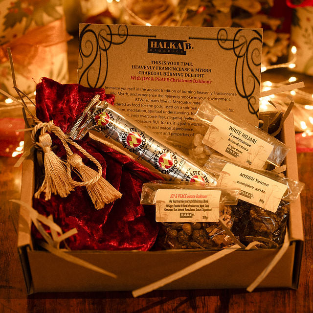 Frankincense, Myrrh and JOY & PEACE Christmas Incense Bakhoor CHARCOAL Burning Delight
