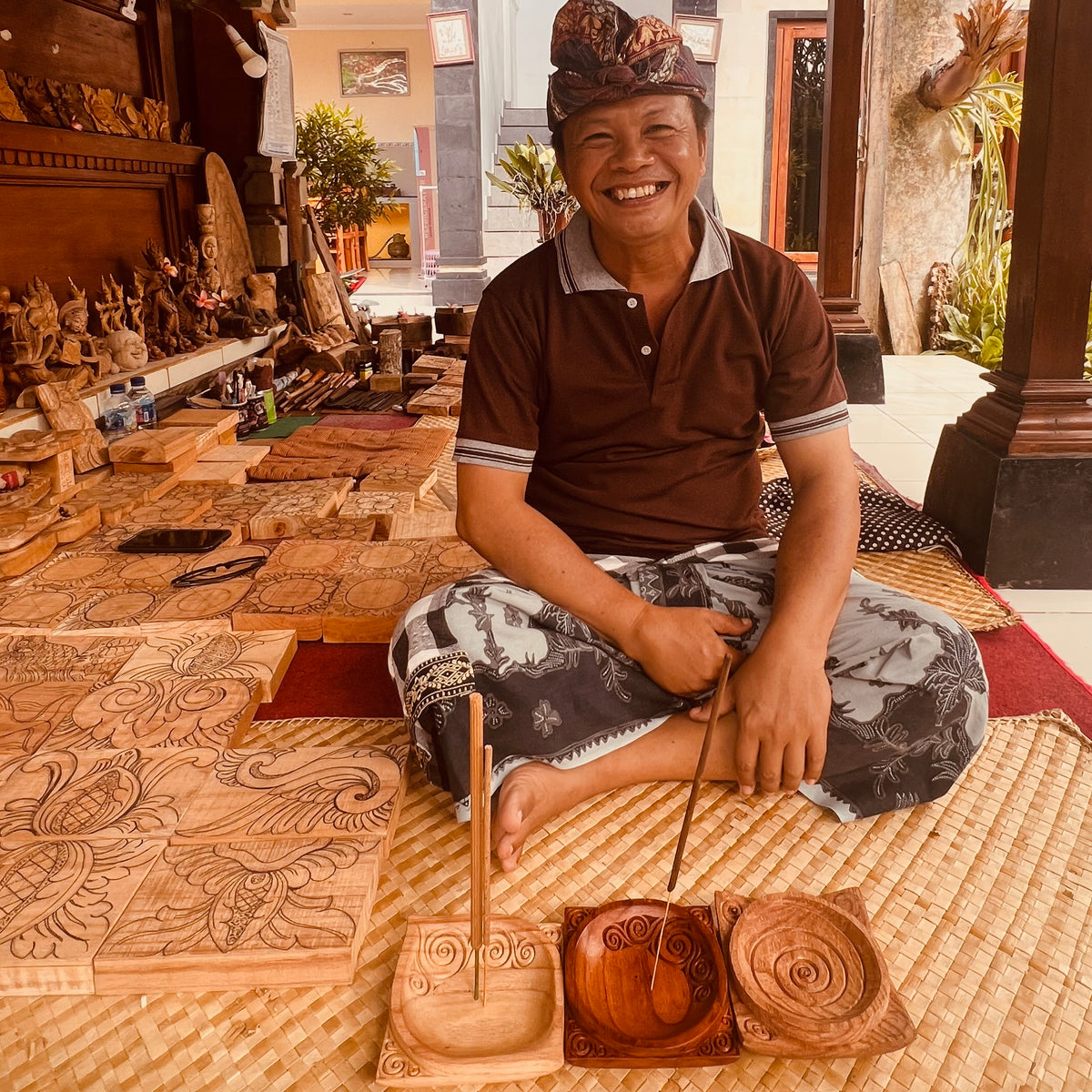 Lovingly hand carved wooden Incense Stick Holder