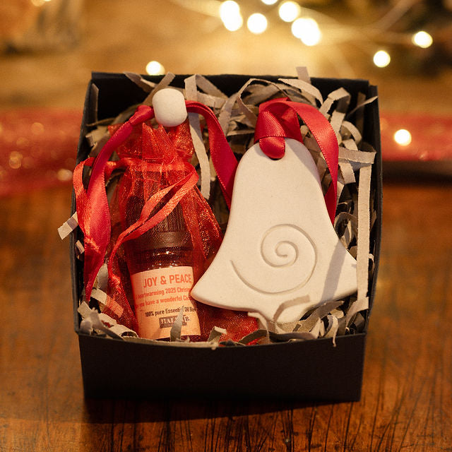 Joy & Peace Christmas Essential Oil with Artisan Fibonacci Bell Diffuser
