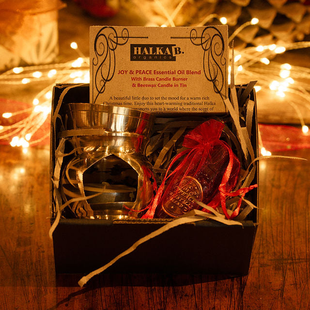JOY & PEACE Essential Oil Blend with Brass Candle Burner