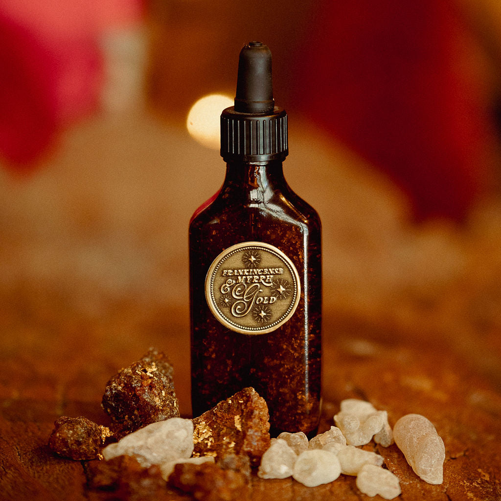 Frankincense, Myrrh Body Oil over 50% off (with or without Gold) with roasted Argan