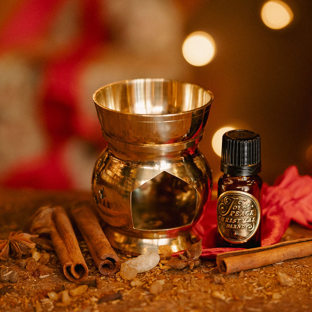 JOY & PEACE Essential Oil Blend with Brass Candle Burner