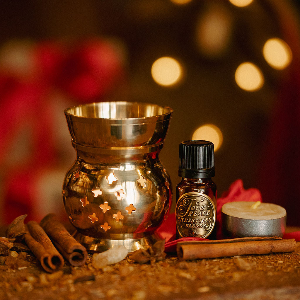 JOY & PEACE Essential Oil Blend with Brass Candle Burner