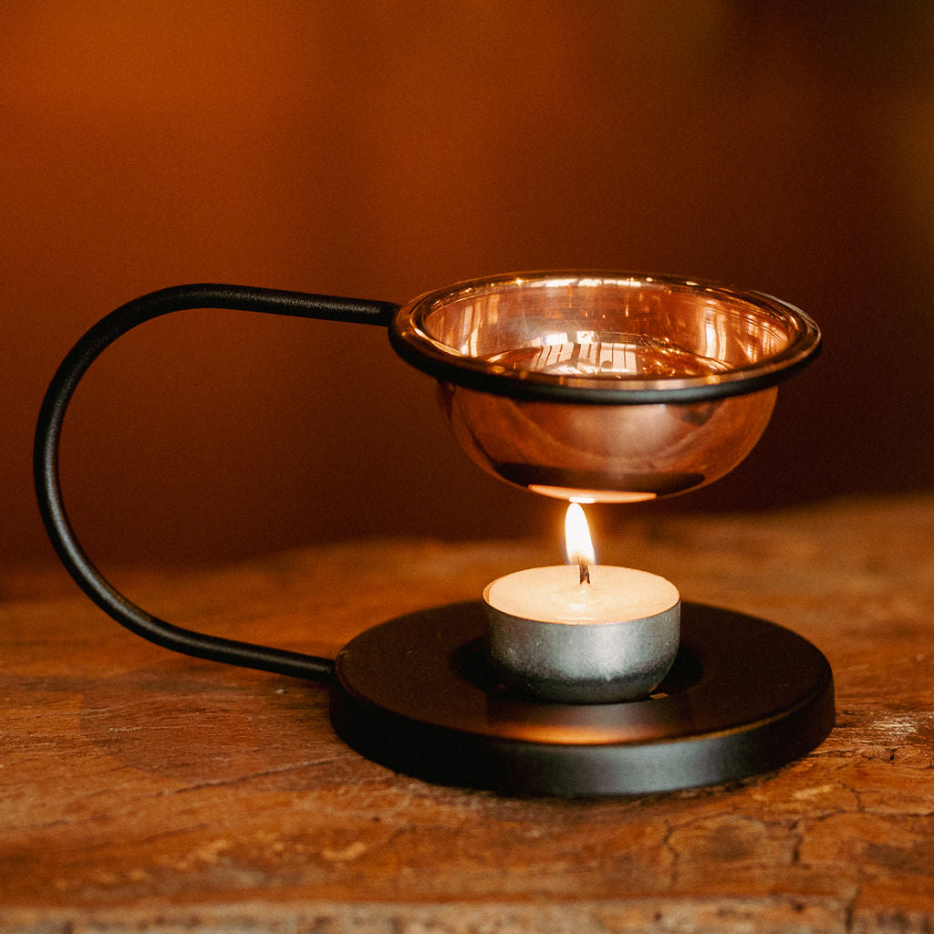 Copper Resins, Woods, Bakhoors & Essential Oil Burner with Candle