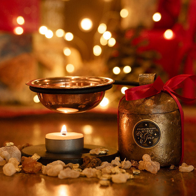 Frankincense, Myrrh & GOLD with 100% Copper VENUS Candle Burner