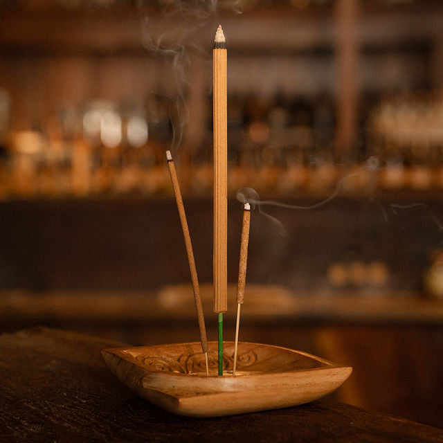 Lovingly hand carved wooden Incense Stick Holder OVAL