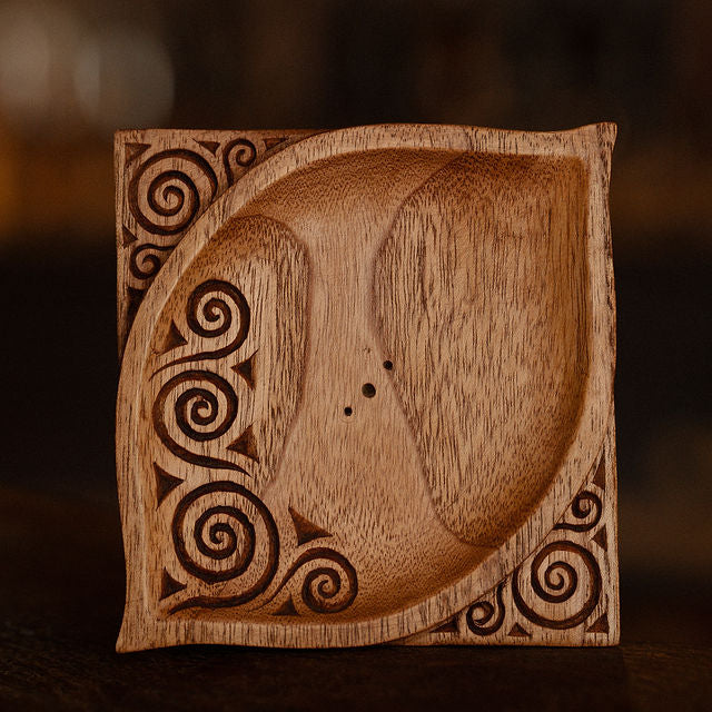 Lovingly hand carved wooden Incense Stick Holder OVAL