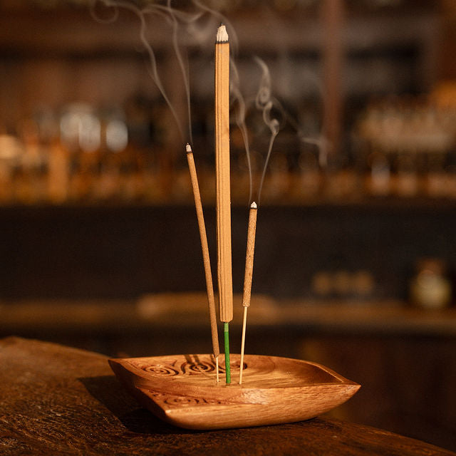 Lovingly hand carved wooden Incense Stick Holder OVAL