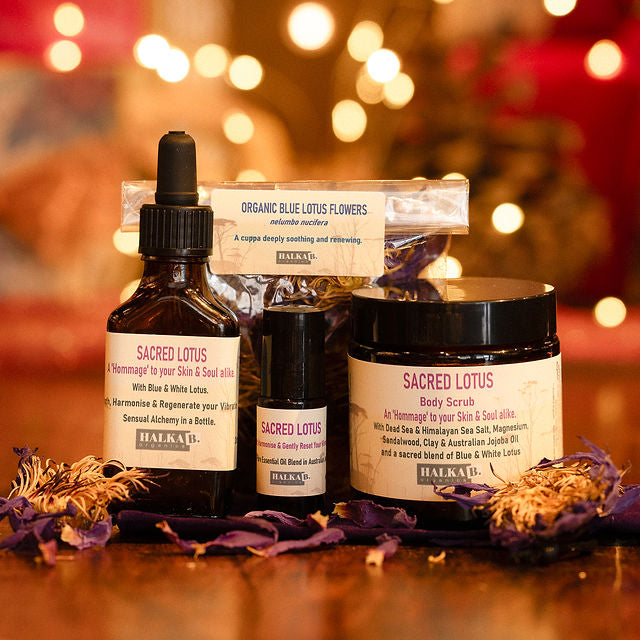 SACRED LOTUS Body Love with Perfume Oil & Blue Lotus Tea Gentle Reset for 2026 (NO Gold)